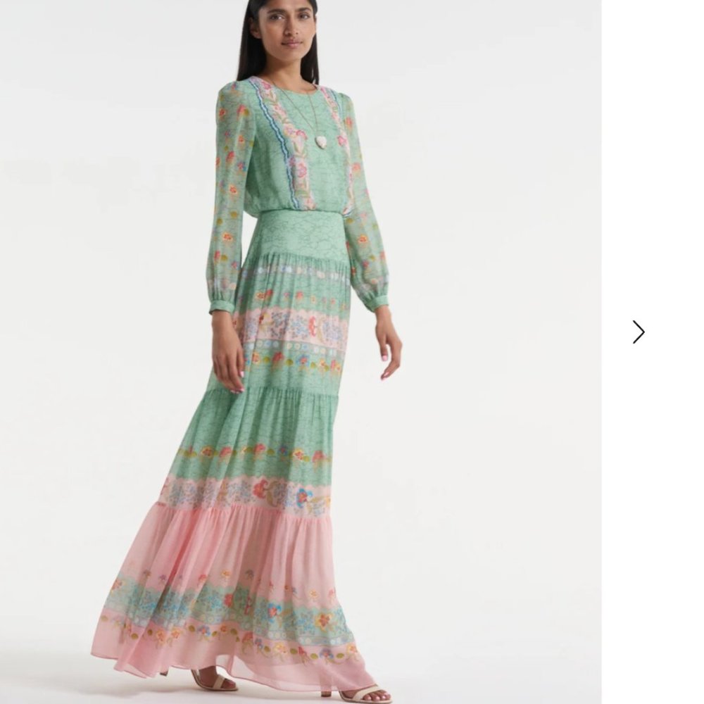 Saloni Maxi Isabel Long Dress In Delemare Wave